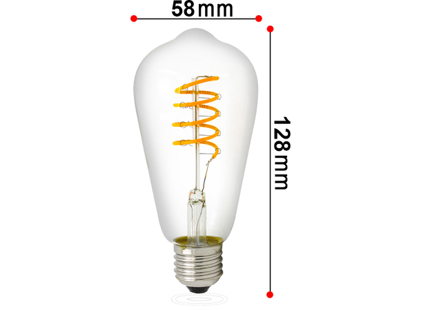 SBL LED filament pære E27, 4W. 2200K Ra>95. Ø58mm x H128mm. Klar