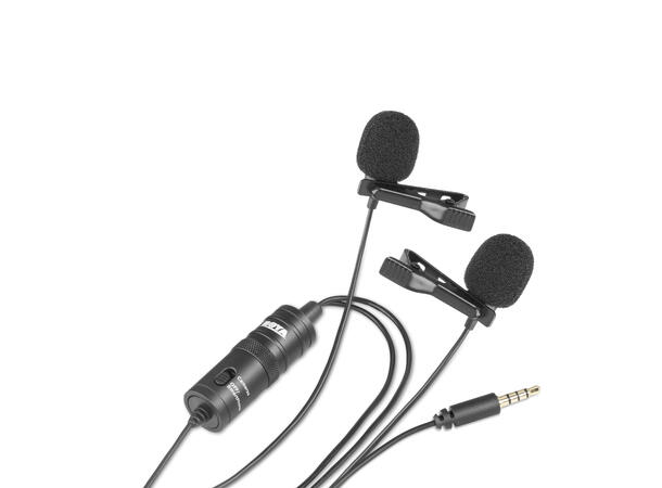 BOYA BY-M1DM dobbel myggmikrofon For kamera/smarttelefoner/nettbrett/PC