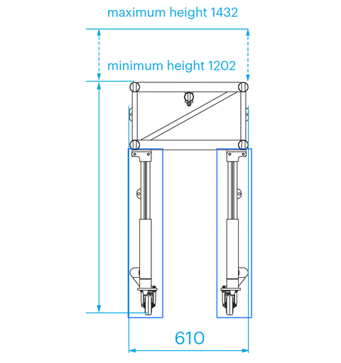 PROLYTE S36PRD1-L305 Trussdolly, 2-delt 305cm, Alu, Variabel Høyde, For S36Pr