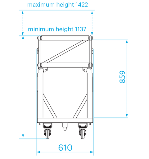 PROLYTE S36PRD2-L122 Trussdolly, 1-del 122cm, Alu, Variabel Høyde, For S36Pr