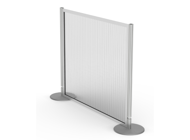 LITEC Barrikade med polykarbonat vegg 1200 x 1000mm. Runde føtter