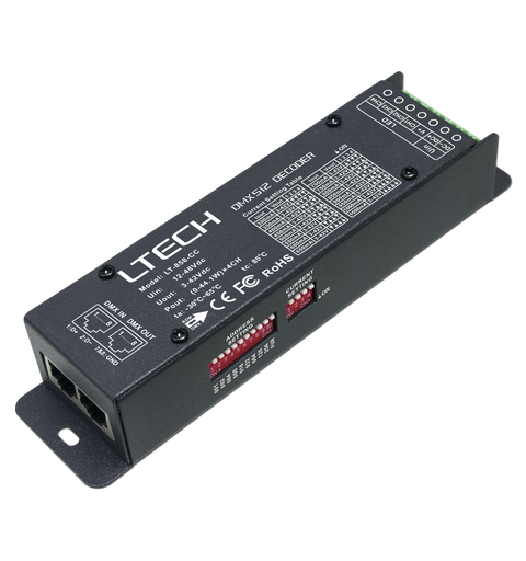 LTECH LT-858-CC DMX/RDM Decoder In: 12 - 48Vdc, Out 3 - 46V, 4 x 1050mA