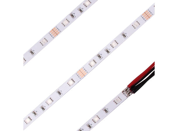 SBL 12V RGB LED Strip, 8.8W/m 5m, 5mm, 2m kabel i hver ende, SMD3528 