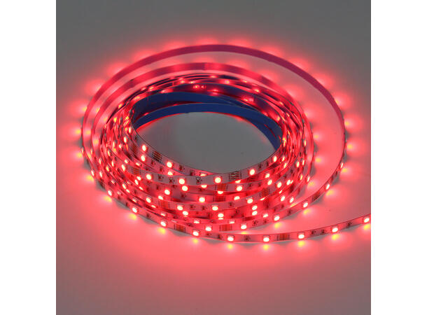 SBL 12V RGB LED Strip, 8.8W/m 5m, 5mm, 2m kabel i hver ende, SMD3528 