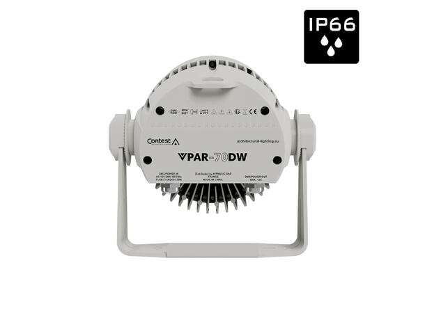 CONTEST VPAR-70 LED PAR IP66 7 x 15W LED, 2700-6000 K,  25°, Hvit
