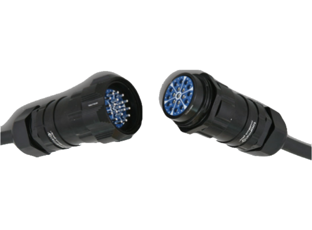 TOURMATE Socapex 19-pin Han - Hun kabel 25m, 3x1.5mm2, PVC Superflex, 2xkrymp 