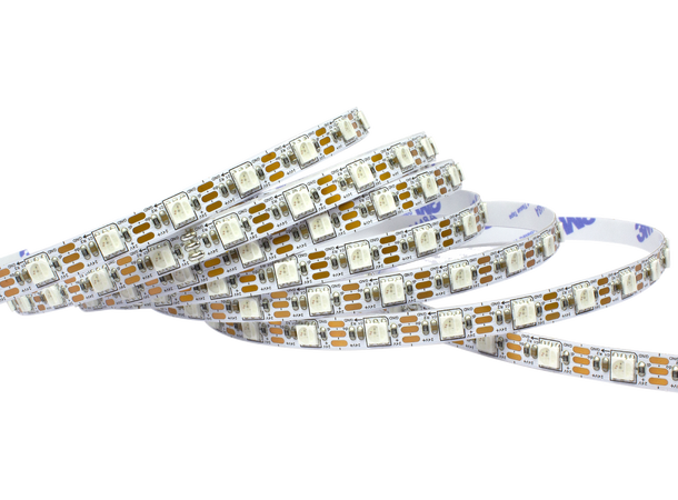 SBL 24V RGB LED Pixel Strip 39W/m 5m, 8mm, BPR, 60 LED/m, Hvit PCB 