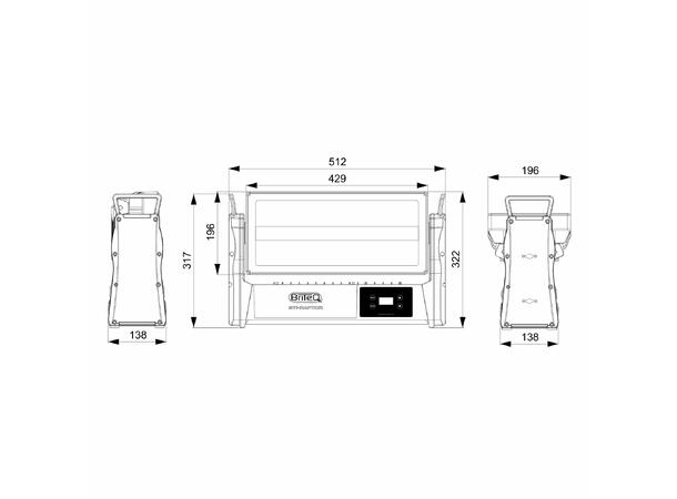 BRITEQ BTI-RAPTOR Moving strobe, IP65 144x5W CW, 576 RGB LED, Frost 