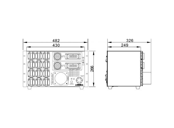 BRITEQ PD-63SH strømdistribusjon 12 x 16A ut på Schuko + harting og soca