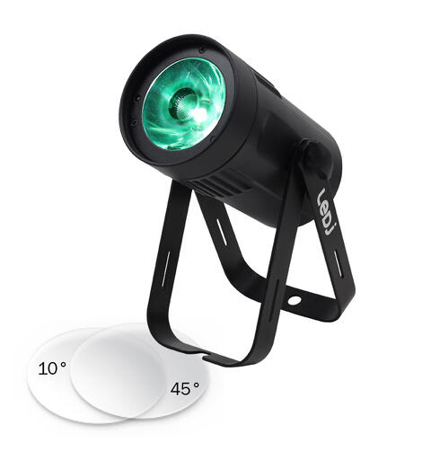 LEDJ 15W LED Eventspot RGBW, DMX Sort. 4°. 10° og 45° filter inkludert