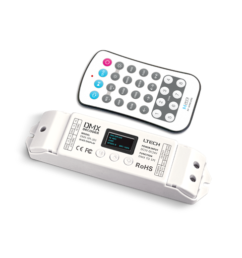 LTECH DMX RGB Pixeldriver m/Remote Maks 170 pixler. 1024 Virtuelle pixler