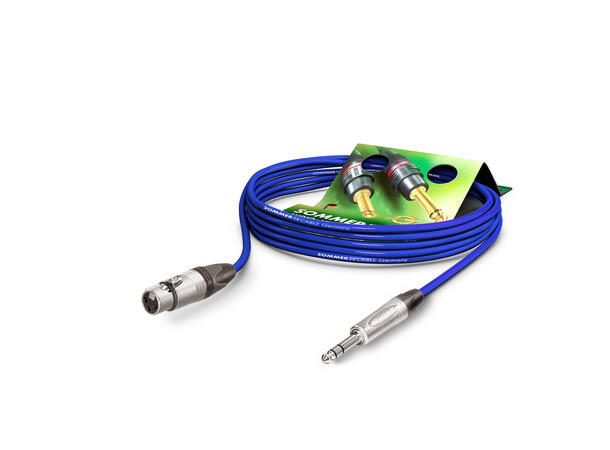 SOMMER SGN5 Mikrofonkabel, 0,5m, blå 2 x 0,22 mm² | XLRf / TRS jack, NEUTRIK 