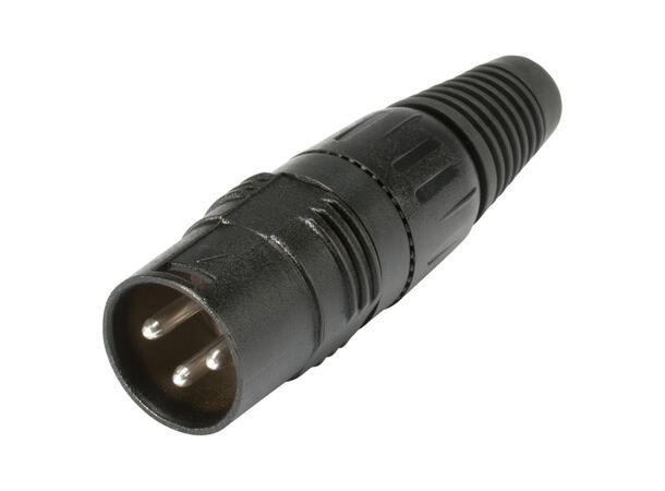 HICON HI-X3CM-B 3-pin XLR han for kabel Sort. For kabel Ø4.0-8.5mm