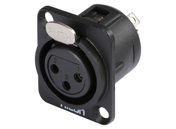 HICON HI-X3DF-M 3-pin XLR hun chassis Sort. D-panel