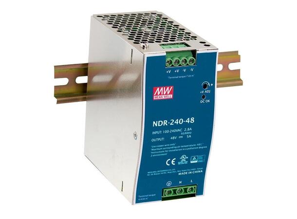 MEANWELL Strømforsyning 24VDC, 240W DIN rail