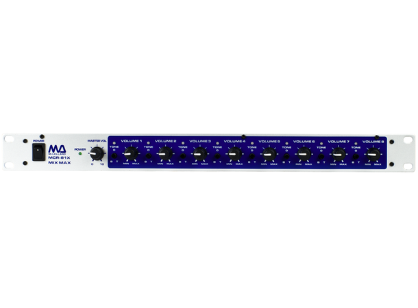 McLelland MCR-81X Rackmikser 8 kanaler 6 x Mikrofon/TRS og 1 x Stereo Linje inn