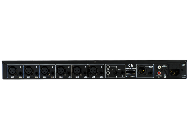McLelland MCR-81X Rackmikser 8 kanaler 6 x Mikrofon/TRS og 1 x Stereo Linje inn