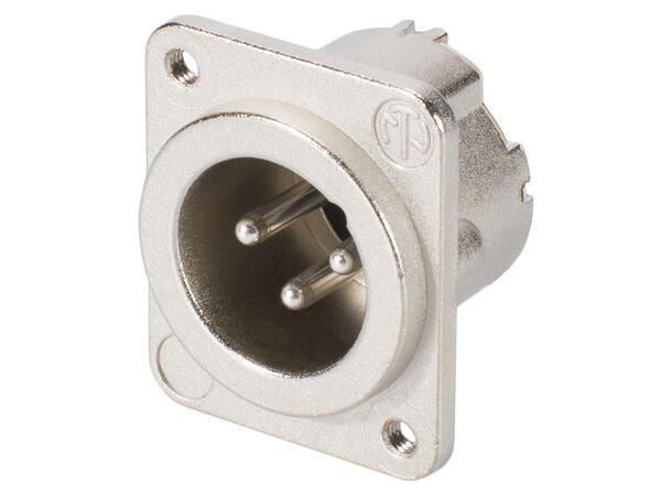 NEUTRIK NC3MDLX-M3 3-pin XLR han, chas. Nikkel. For D-panel, M3 gjenger