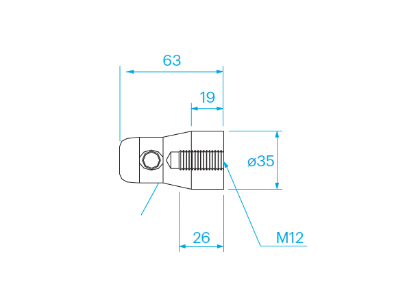 PROLYTE CCS6-602 Halvkobling 19mm Space, M12 Gjenger,