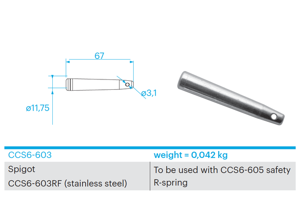 PROLYTE CCS6-603 Spigot For R-Klipps, rustfri