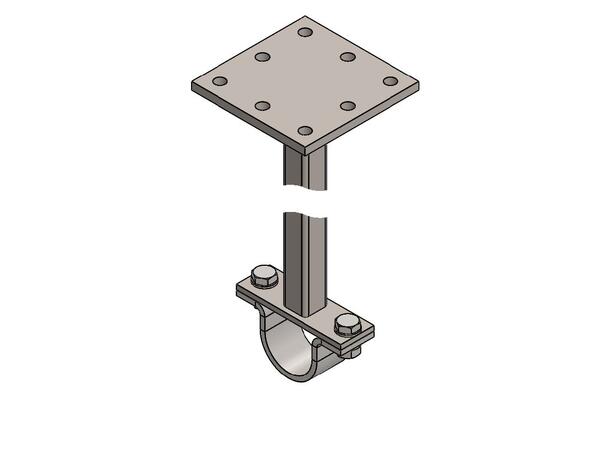 RST Takbrakett for Ø50mm rør, 50cm drop S355 stål, sort. ELL 125Kg