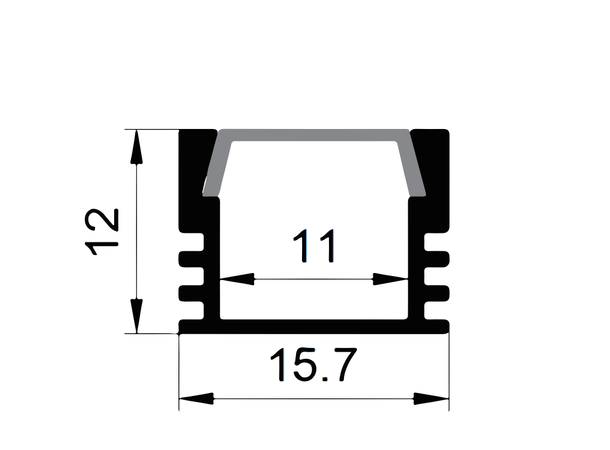 SBL Aluprofil  15,7 x 12 mm. 2 meter, Sort 