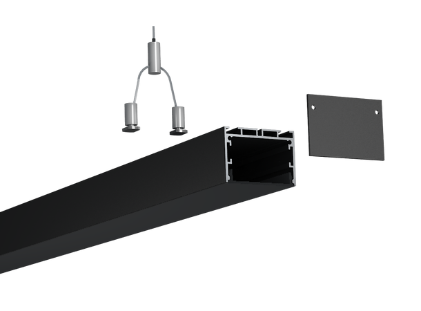SBL Aluprofil  50 x 35 mm. 2 meter, Sort