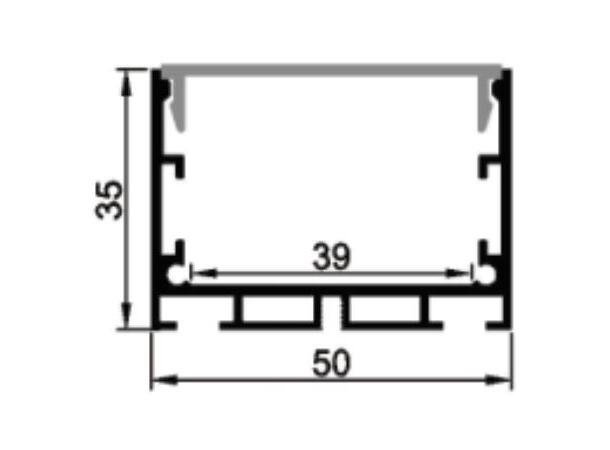 SBL Aluprofil  50 x 35 mm. 2 meter, Sort