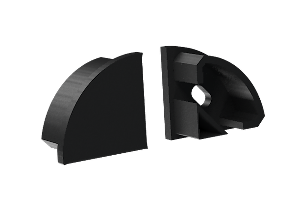 SBL endekappe for 16 x 16 mm profil Sort. Par