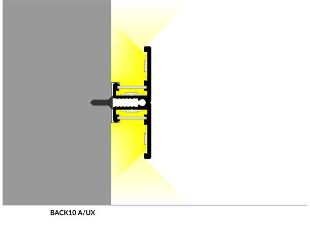 TOPMET Aluprofil BACK10_A 40x13,5mm 2m, Sort, Opal diffusor