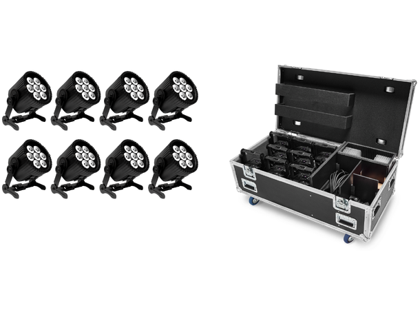 ASTERA AX9 Kit, 8 lamper i flight 8 x AX9 i flightcase med ladeplate