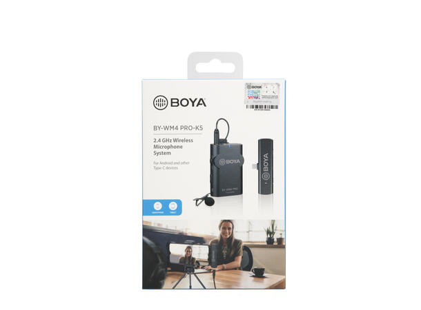 BOYA BY-WM4 PRO-K5 trådløst mikr.syst 1 kanal. 2.4GHz. USB-C for Android
