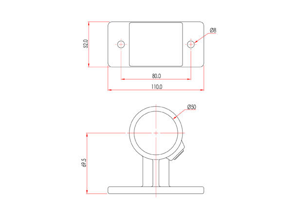 DOUGHTY T14300 Handrail brakett Brakett for Ø48mm rør