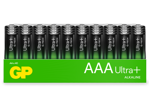 GP Ultra Plus Alkaline AAA-batteri Pakke á 40 stk.