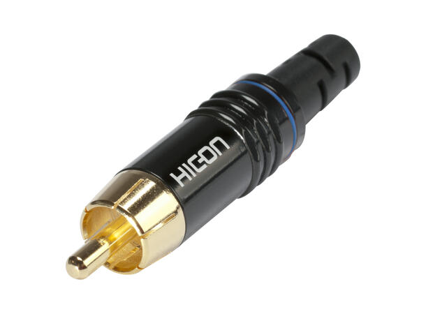 HICON HI-CM06-BLU RCA han for kabel Blå fargering. For kabel Ø4-6mm