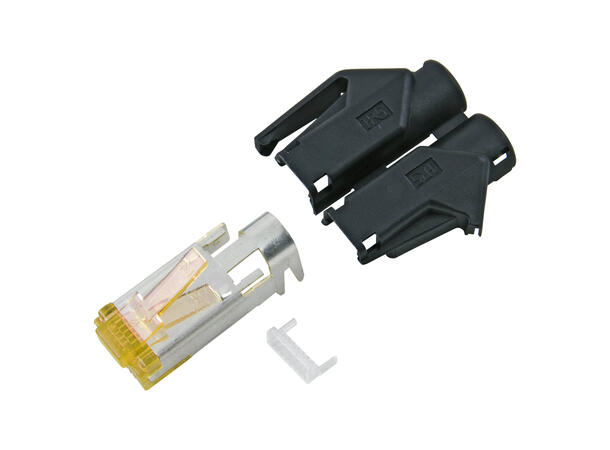 HIROSE RJ45C6A-SW Cat.6a, 500Mhz, 10Gbit Sort. Maks kabel Ø6.6mm