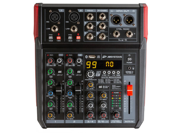 JB SYSTEMS Live-6 Miksepult 2 x mic, 2 xstereo, USB