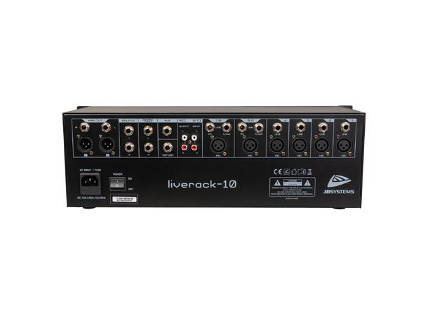 JB SYSTEMS Liverack-10 Miksepult 6 x mic, 4 xstereo, USB, 19"