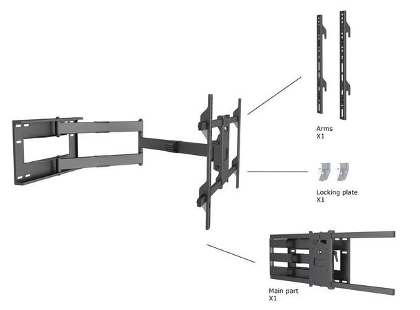 MULTIBRACKETS Veggfeste long reach, VESA 40kg, 800 x 400m, 42 - 75", Sort