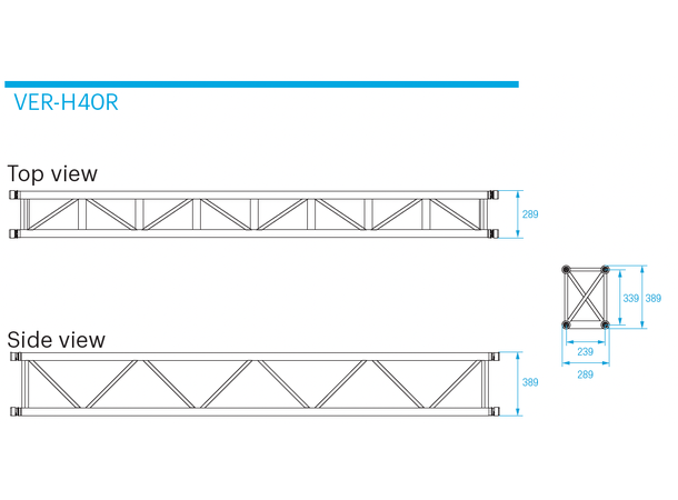 PROLYTE VER-H40R-L050 Verto Rektantruss 50cm, Alu, Ø48x3mm, For Vertokobling 