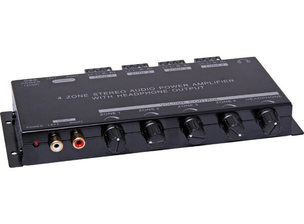 REDBACK A4198 4-kanals forsterker 4 x 30W stereo utganger. Veggmontering