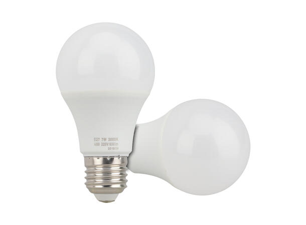SBL LED pære E27, 7W WW (warm white), 270°, Ikke dimbar