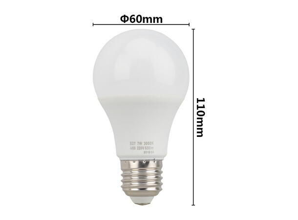 SBL LED pære E27, 7W WW (warm white), 270°, Ikke dimbar