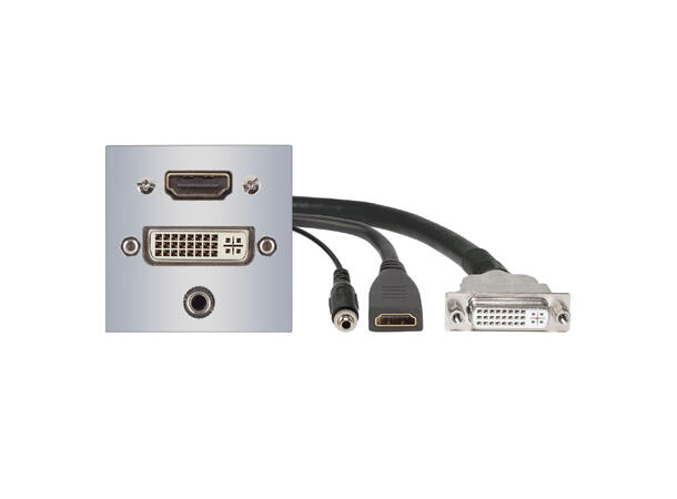 SOMMER W45S-1787 SYSWALL45 Modul Sølvgrå. HDMI/DVI/3.5mm MJ. Kabel ut