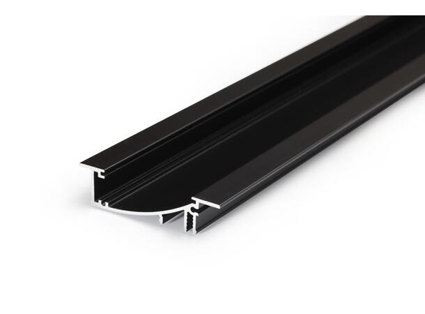 TOPMET Aluprofil FLAT8_H 53x13,5mm 2m, Sort, Opal diffusor