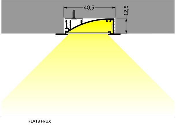 TOPMET Aluprofil FLAT8_H 53x13,5mm 2m, Sort, Opal diffusor
