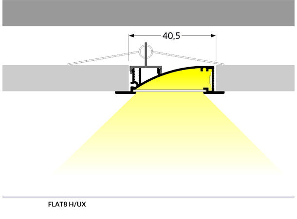 TOPMET Aluprofil FLAT8_H 53x13,5mm 2m, Sort, Opal diffusor