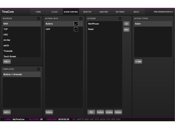 VISUAL PRODUCTIONS TimeCore Tidskodemodul. Ethernet, Web-Interface