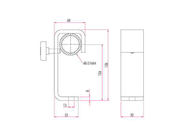 DOUGHTY T20400 Heavy duty hook clamp SWL 150kg, 48 - 51 mm, Stål