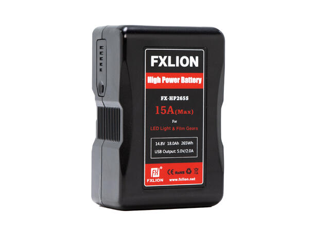 FXLION FX-HP265 High Power V-lock batt. 14.8V, 265Wh. D-tap, USB